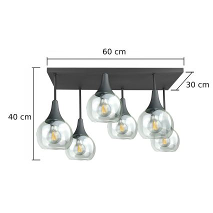 Пристельова люстра SOMA 6xE27/60W/230V чорний/прозорий