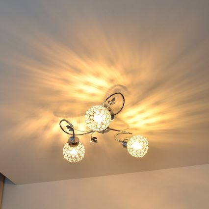 Пристельова люстра SOPHIA 3xE27/15W/230V глянцевий хром/прозорий