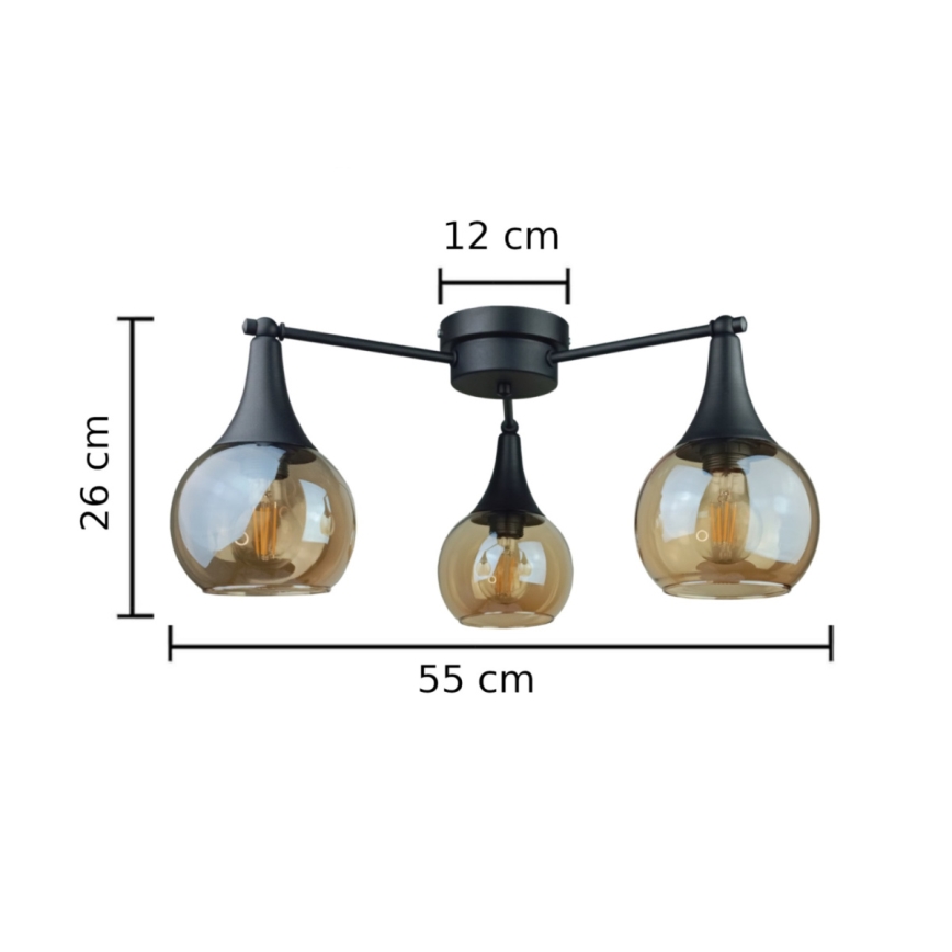 Пристельова люстра STAR 3xE27/60W/230V чорний/димчастий бежевий