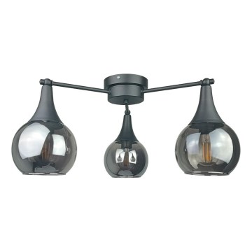 Пристельова люстра STAR 3xE27/60W/230V чорний/димчастий чорний