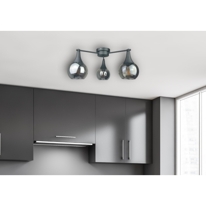 Пристельова люстра STAR 3xE27/60W/230V чорний/димчастий чорний