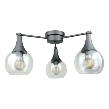 Пристельова люстра STAR 3xE27/60W/230V чорний/прозорий
