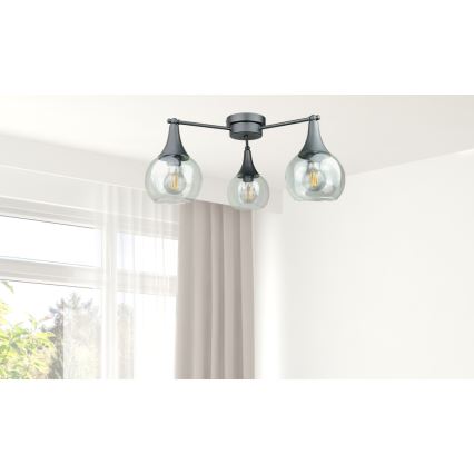 Пристельова люстра STAR 3xE27/60W/230V чорний/прозорий