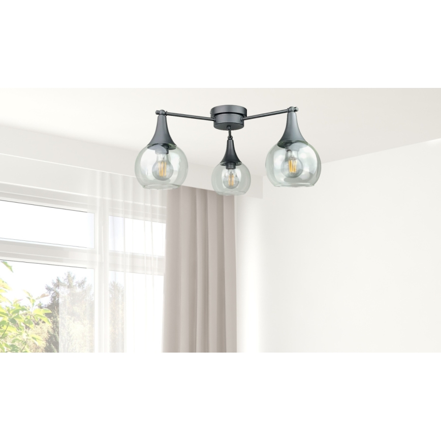 Пристельова люстра STAR 3xE27/60W/230V чорний/прозорий