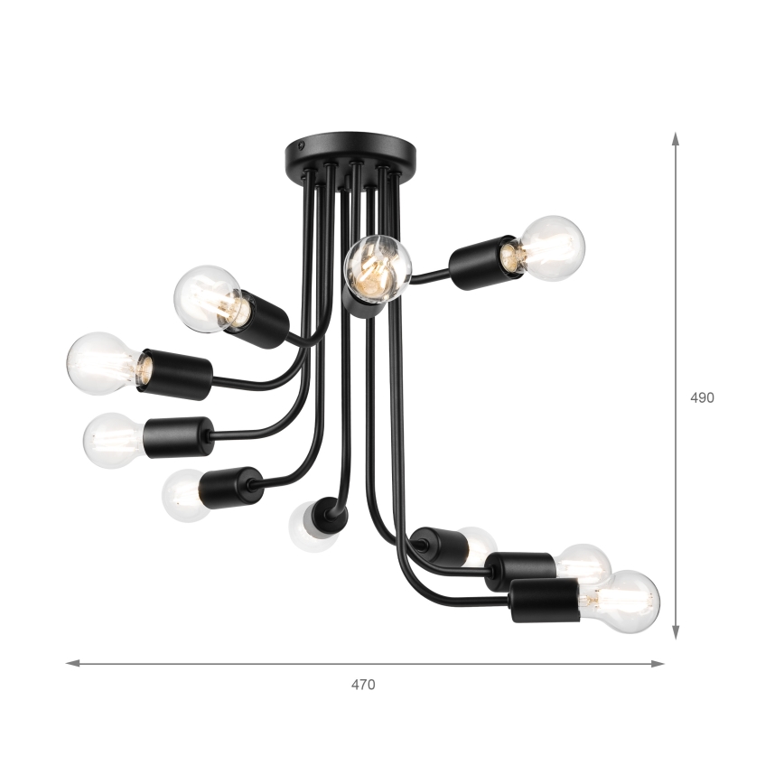 Пристельова люстра TRINITY 10xE27/15W/230V чорний