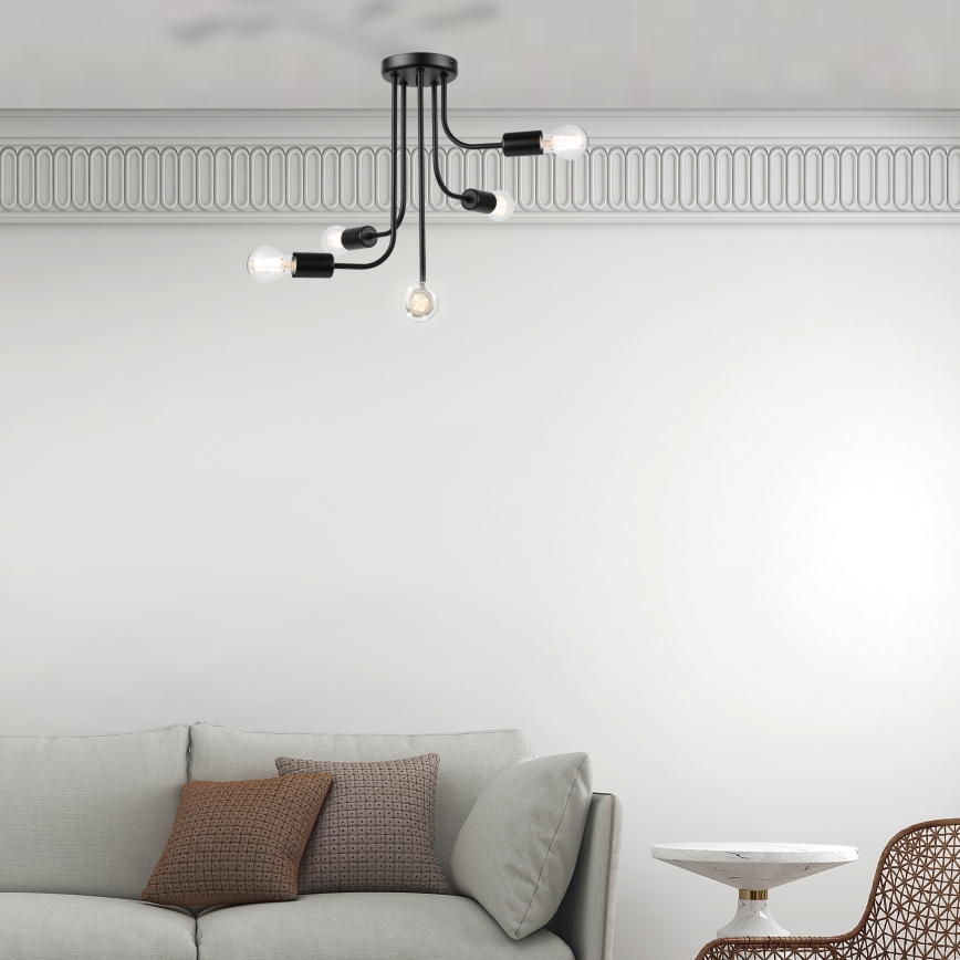 Пристельова люстра TRINITY 5xE27/15W/230V чорний