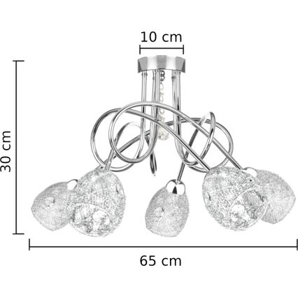 Пристельова люстра TWIST CRYSTAL 5xE14/40W/230V