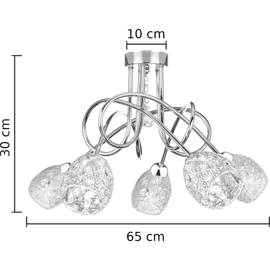 Пристельова люстра TWIST CRYSTAL 5xE14/40W/230V