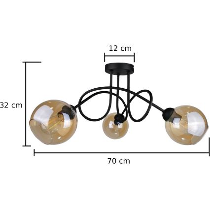 Пристельова люстра VENUS BLACK 3xE27/60W/230V