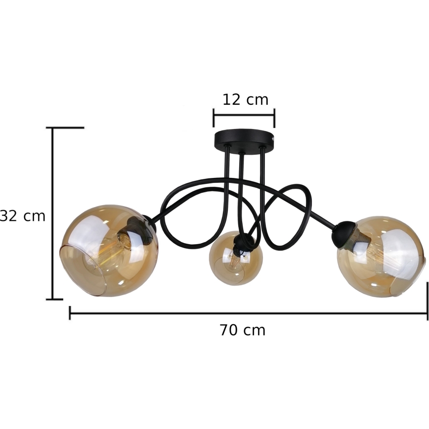 Пристельова люстра VENUS BLACK 3xE27/60W/230V