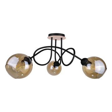 Пристельова люстра VENUS WOOD 3xE27/60W/230V чорний/димчастий коричневий