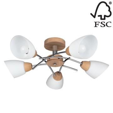 Пристельова люстра VILETTA 5xE27/40W/230V дуб – сертифіковано FSC