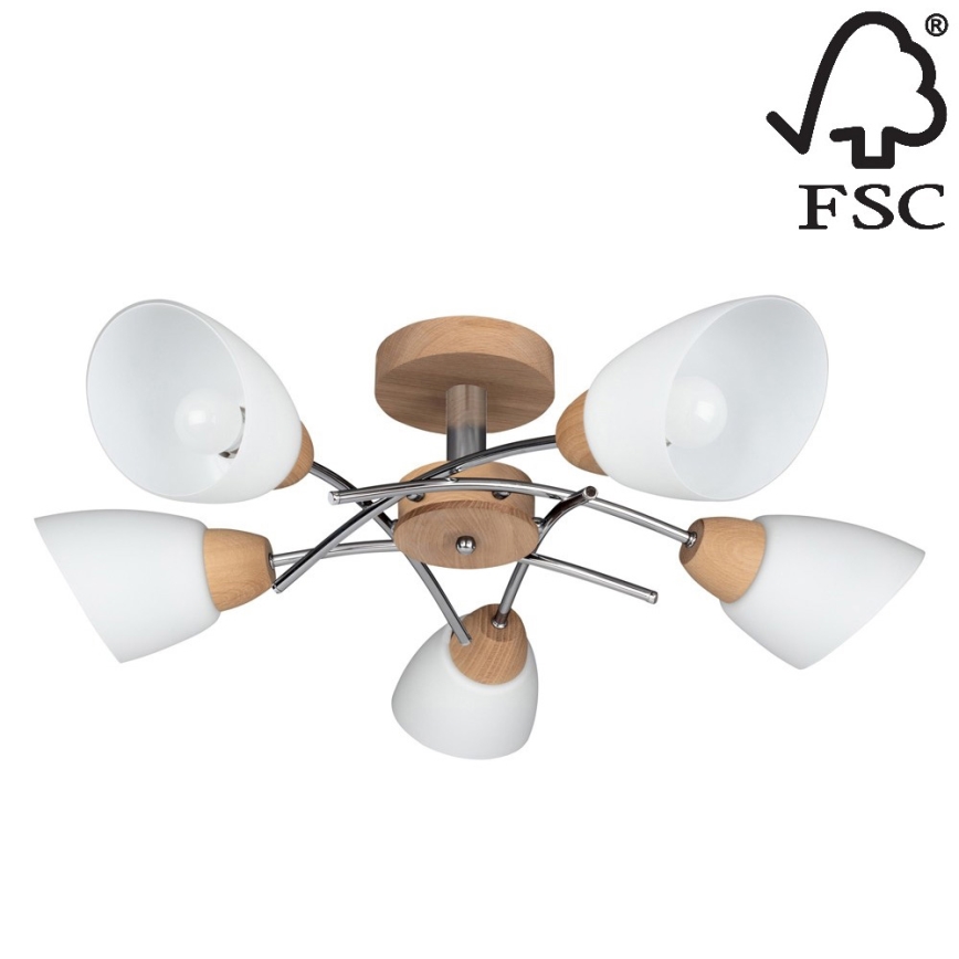 Пристельова люстра VILETTA 5xE27/40W/230V дуб – сертифіковано FSC