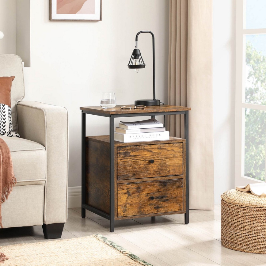 Прикроватная тумба ARIN, коричневый/чёрный