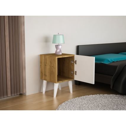 Прикроватная тумба BELLINI 55x35 см белый/коричневый