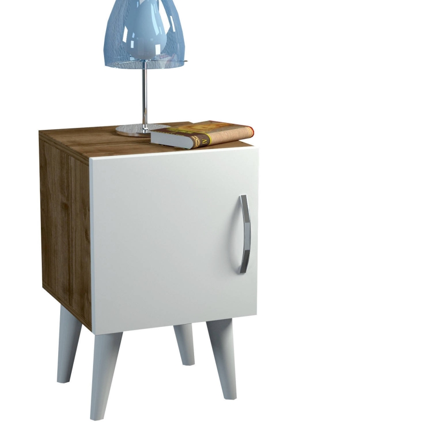 Прикроватная тумба BELLINI 55x35 см белый/коричневый