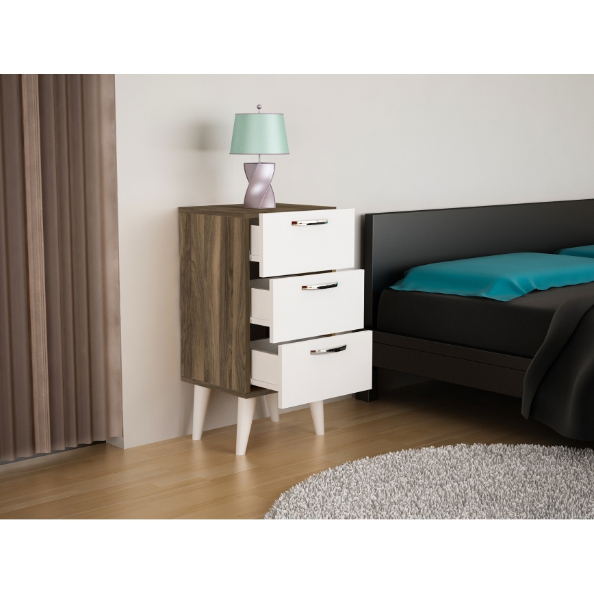 Прикроватная тумба BELLINI 80x40 см коричневый/белый