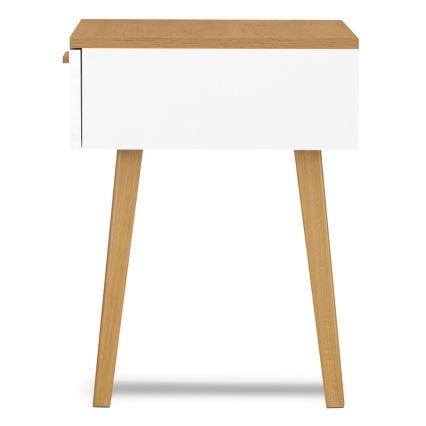 Прикроватная тумбочка FRISK 60x48 см, натуральный дуб/белый
