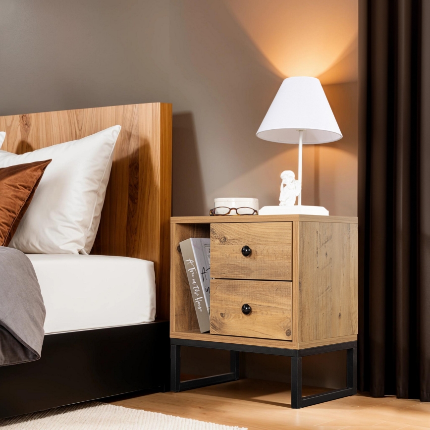 Прикроватная тумба GLIMMER 50x45,2 см сосна атлантическая/черный