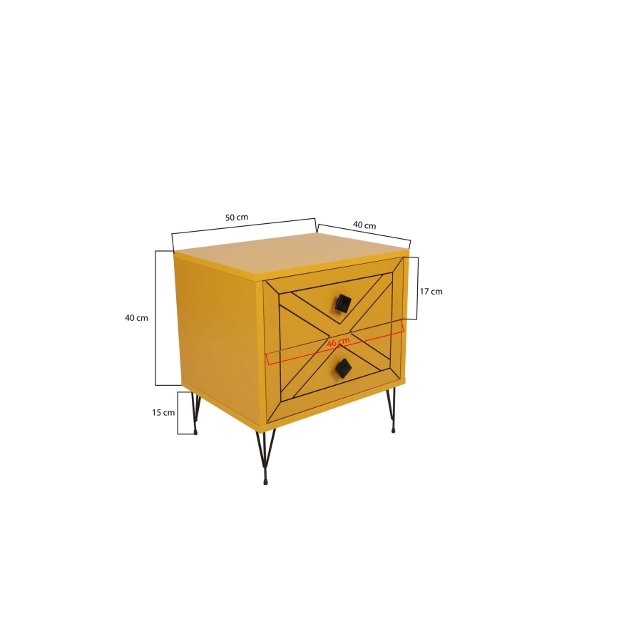 Прикроватная тумба LUNA 55x50 см желтый
