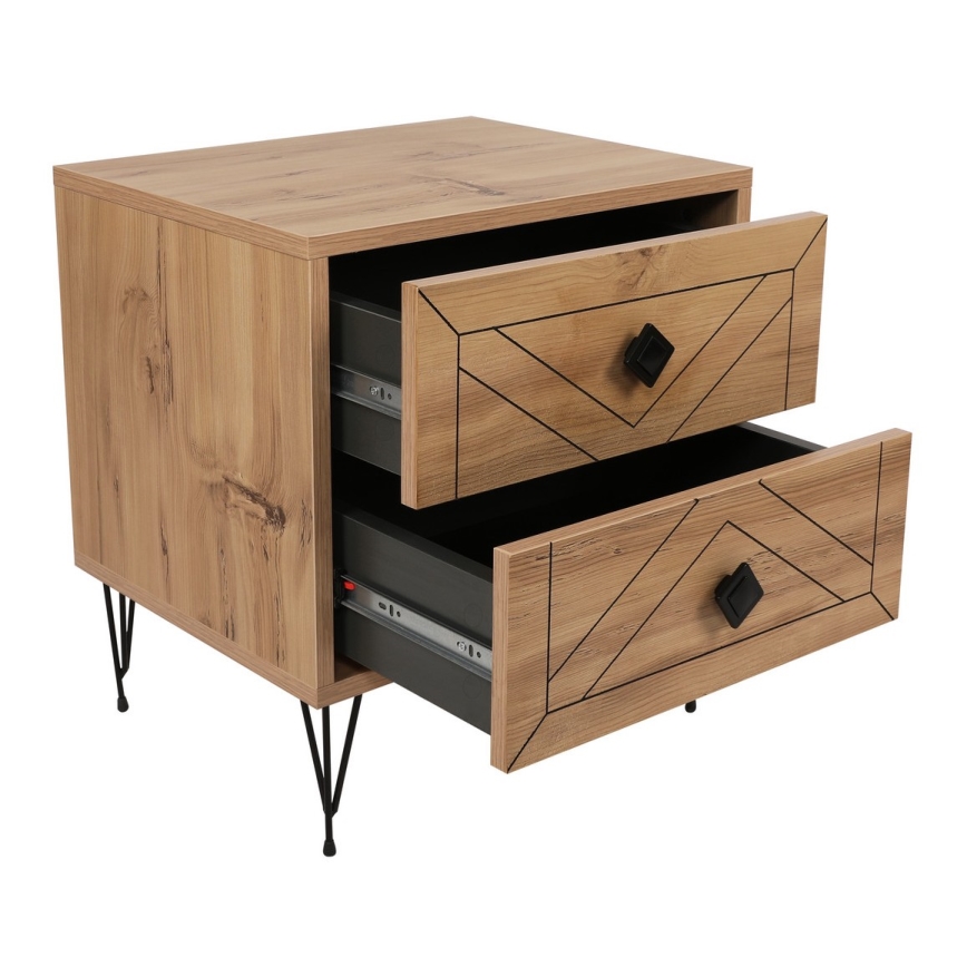 Прикроватная тумба LUNA 55x50 см коричневый/черный