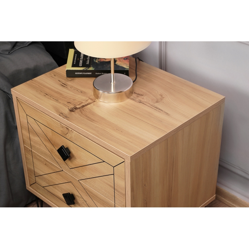 Прикроватная тумба LUNA 55x50 см коричневый/черный