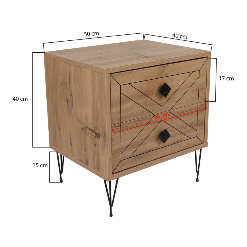 Прикроватная тумба LUNA 55x50 см коричневый/черный