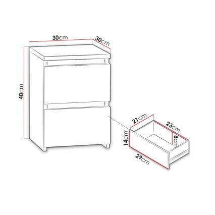 Прикроватная тумба MALWA 40x30 см блестящий белый