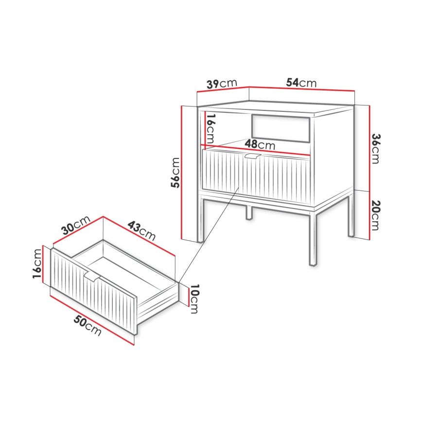 Прикроватная тумба NOVA 56x54 см черный