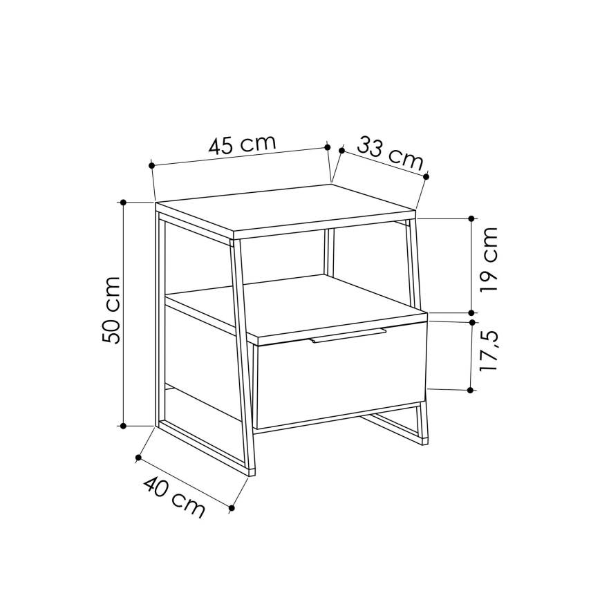 Прикроватная тумба PAL 50x45 см белая/черная