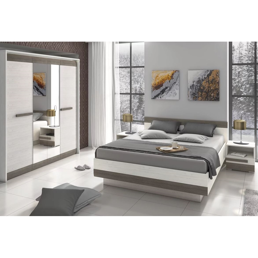 Прикроватная тумба SARPA 45x46 см белый/коричневый