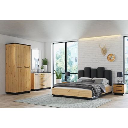 Прикроватная тумбочка VERRU 46x45 см дуб артезан/черный