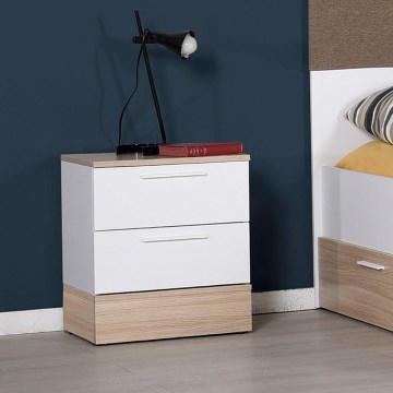 Прикроватная тумбочка 52x45 см коричнево-белая