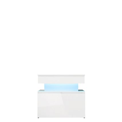 Прикроватная тумбочка GLOSSA с LED-подсветкой, 51x55 см, белый/глянцевый белый