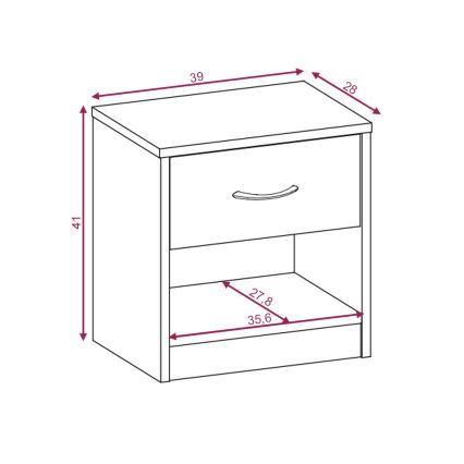 Прикроватная тумбочка NED дуб сонома/белая