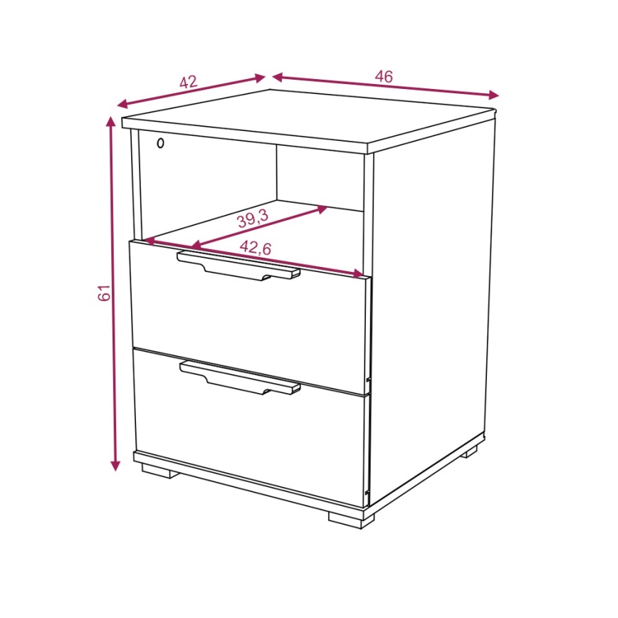 Прикроватная тумбочка NED, дуб сонома