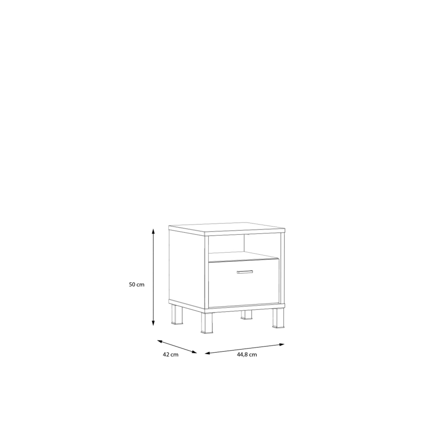 Прикроватная тумбочка OREN коричневая/чёрная