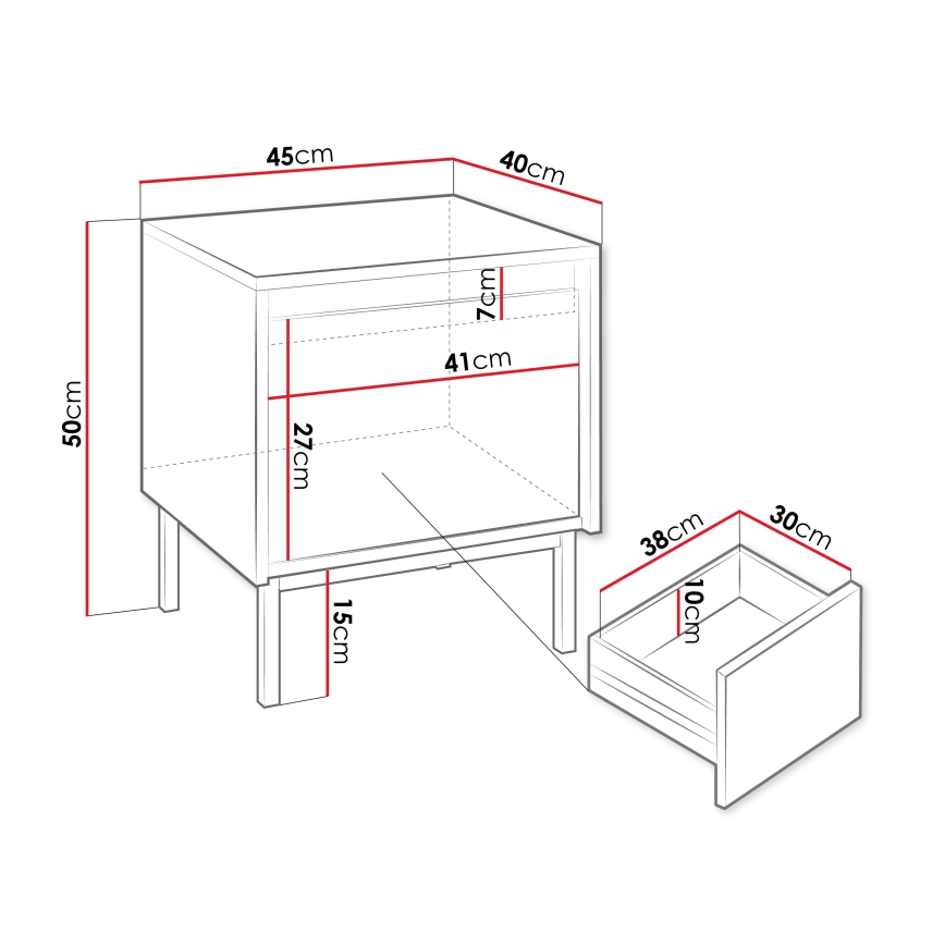 Прикроватная тумбочка OZMI 50x45 см чёрная
