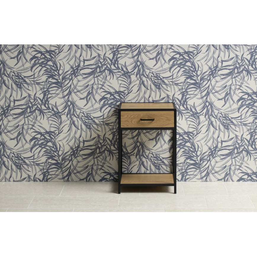 Прикроватная тумбочка SARON, дуб/чёрный