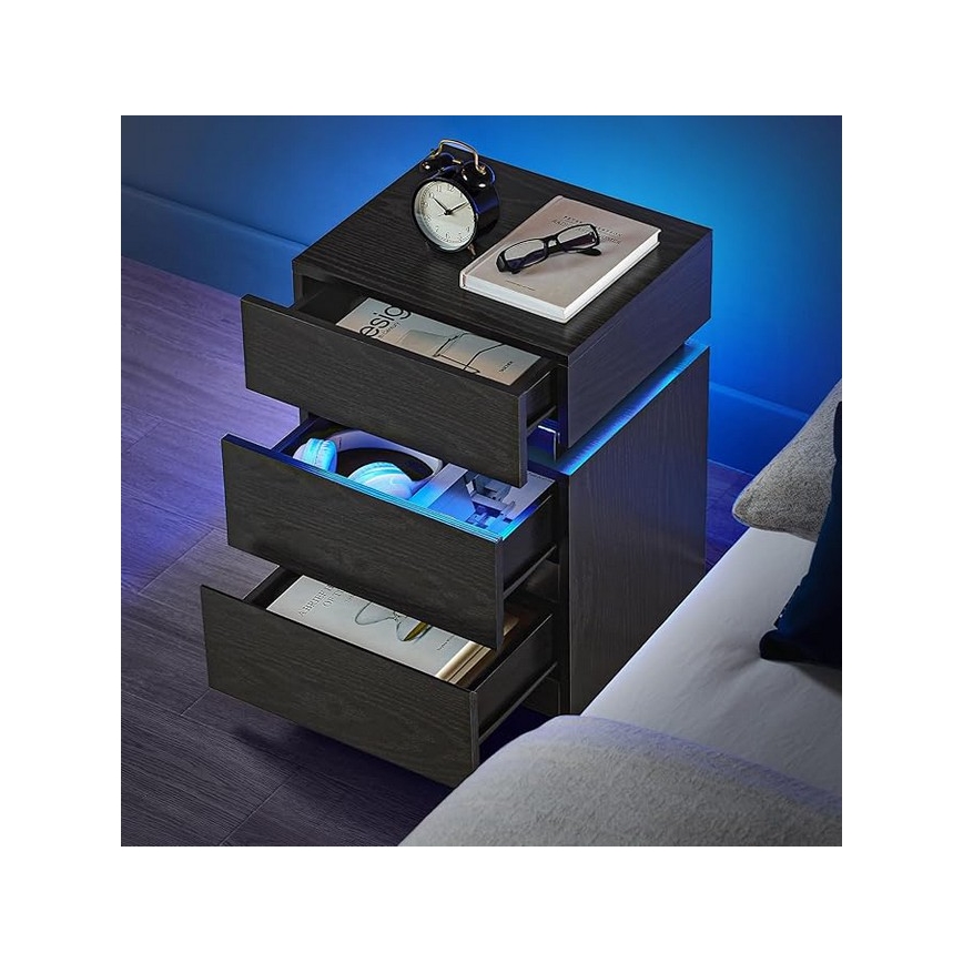 Прикроватная тумбочка SMARTIE с подсветкой, чёрная