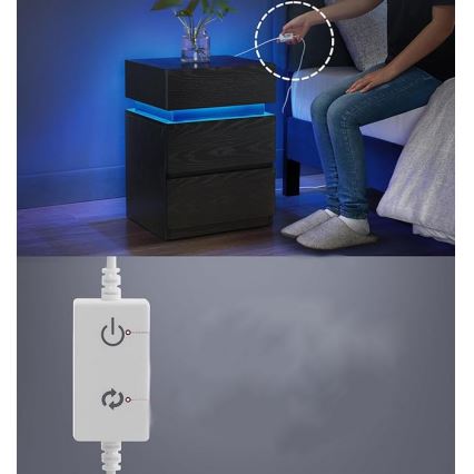 Прикроватная тумбочка SMARTIE с подсветкой, чёрная