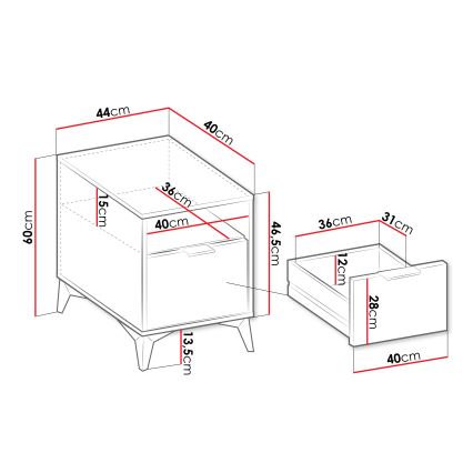 Прикроватная тумбочка XYLIX 60x44 см, бежевого цвета