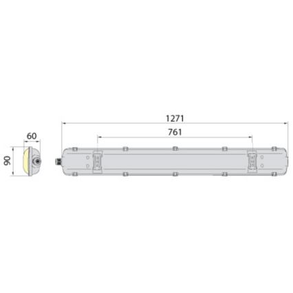 Промисловий люмінесцентний світильник 2xG13/18W/230V IP65 1270 мм