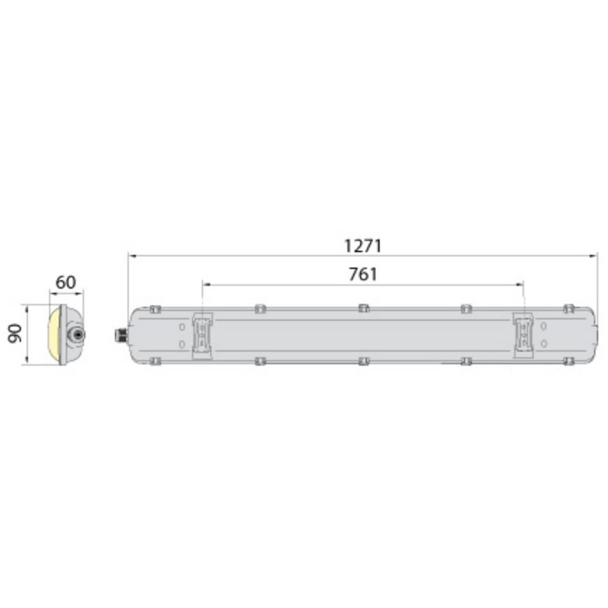 Промисловий люмінесцентний світильник 2xG13/18W/230V IP65 1270 мм
