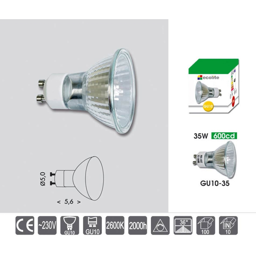 Промышленная галогеновая лампочка GU10/35W/230V