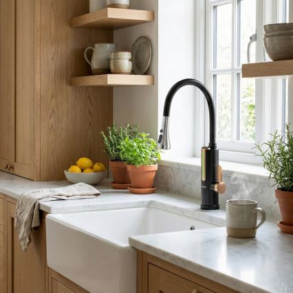 Проточний водонагрівач з LED-дисплеєм 3000 Вт/230 В IPX4, чорний