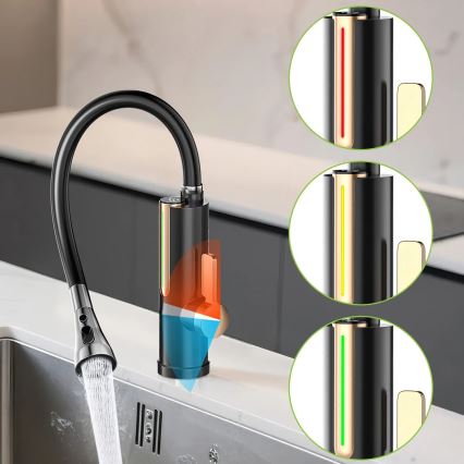 Проточний водонагрівач з LED-дисплеєм 3000 Вт/230 В IPX4, чорний