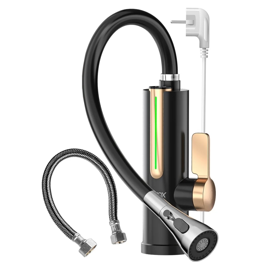 Проточний водонагрівач з LED-дисплеєм 3000 Вт/230 В IPX4, чорний