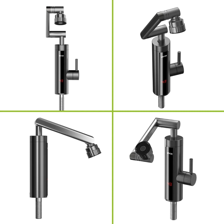 Проточний водонагрівач з LED дисплеєм 3000W/230V IPX4 антрацит