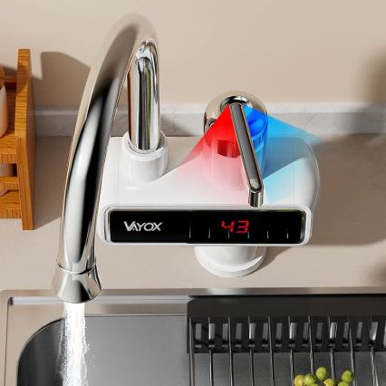 Проточний водонагрівач з LED дисплеєм 3000W/230V IPX4 білий